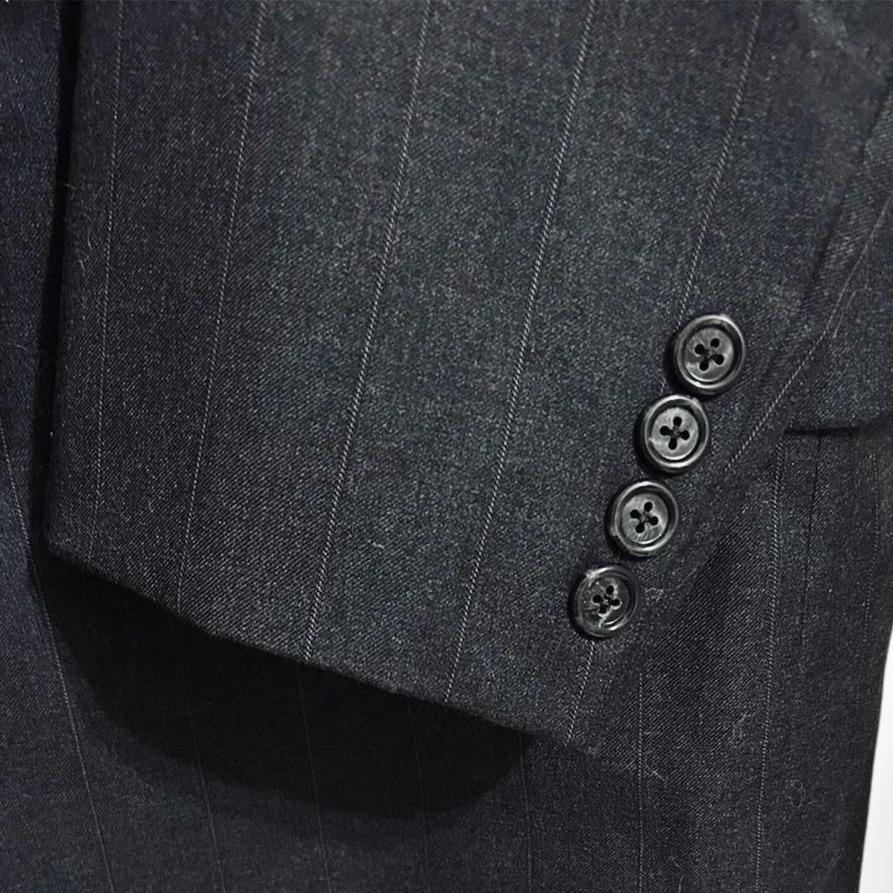 Hickey Freeman Loro Piana‎ 120s Wool Suit Jacket 41R Gray White Pinstripe Blazer